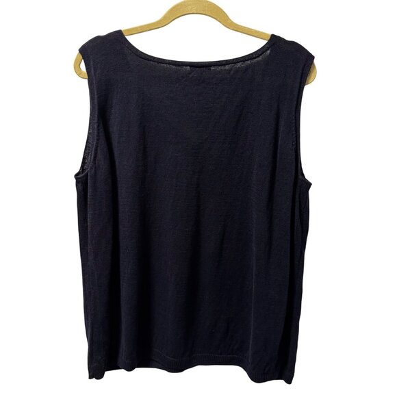 Talbots Womens Petite Linen Sleeveless Top 3XP Navy Blue vest - Picture 10 of 11